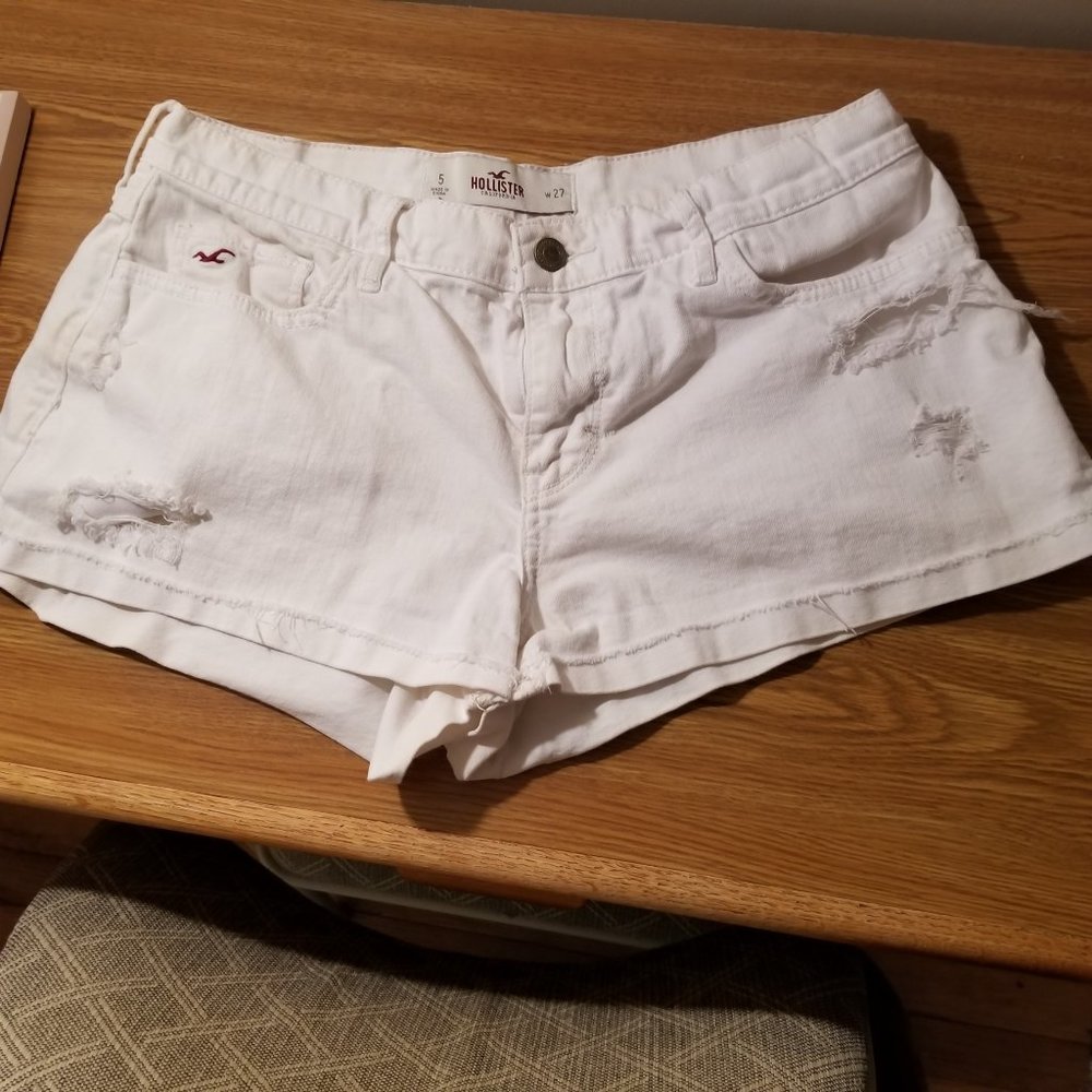 Hollister White Distressed Shorts Junior 5 W27